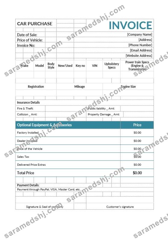 Car Purchase Invoice Template